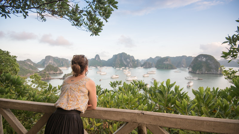 Looking out to the view of Halong Bay